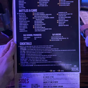 Drink menu