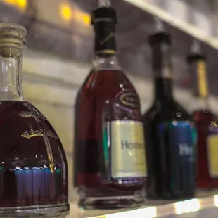 a row of liquor bottles