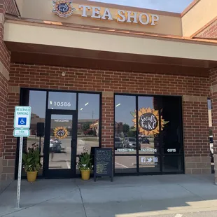 the front entrance of a tea shop