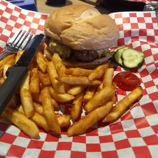 Lunch special. Burger and Fries.