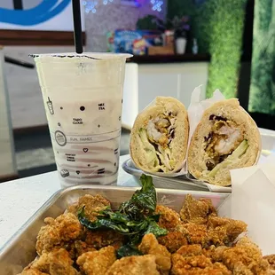 Taro Cloud, Crispy Shrimp Sandwich, and Popcorn Chicken.