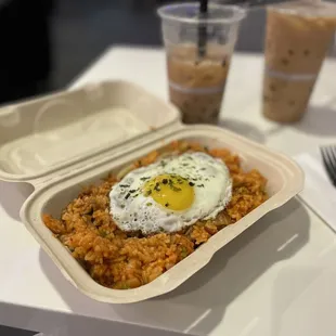 Kim chee fried rice. Delicious. Spicy. Hot. Great texture.