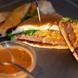 a sandwich cut in half