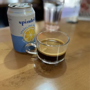 Double espresso with sparkling water