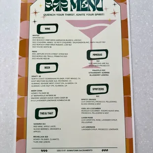 Bar Menu