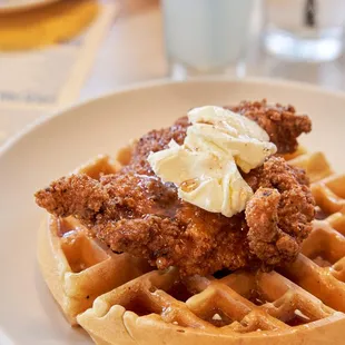 Hot Chicken + Waffle from Society's Brunch Menu at Tiger Hill in Broken Arrow