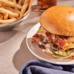 Bacon Cheese Burger + Fries from Society at Tiger Hill in Broken Arrow