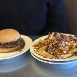 P and B Burger and the Bacon cheese fries