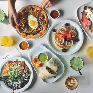 Huevos Rancheros - Breakfast Pizza - Breakfast Burrito - Lemon Ricotta Pancakes - Strawberry Ricotta French Toast - Morning Kale Smoothie