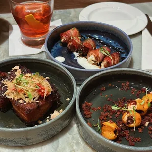 Pork belly, dates, peppadew peppers