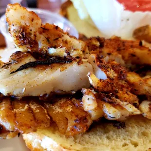 Close up of the Blackened Grouper