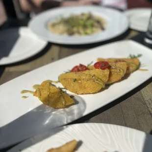 Fried Green Tomatoes , Pickled Okra and Little Gems Greens