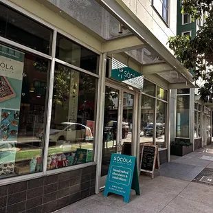a storefront and sidewalk