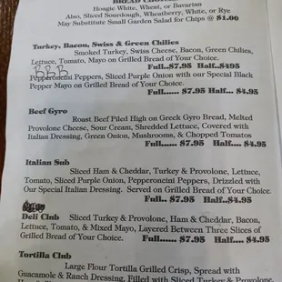 menu