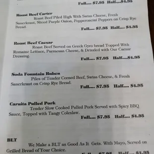 menu