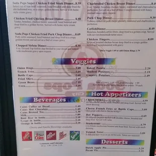 Soda Pops menu