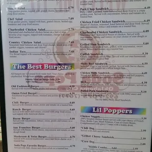 Soda Pops menu