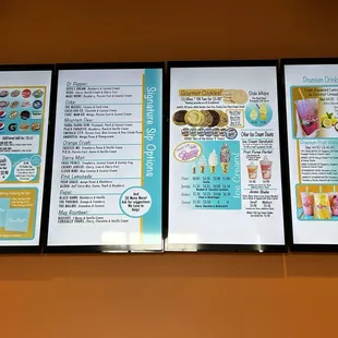 the menu of a soda shop