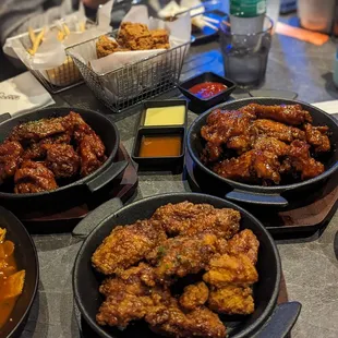 a variety of fried chicken