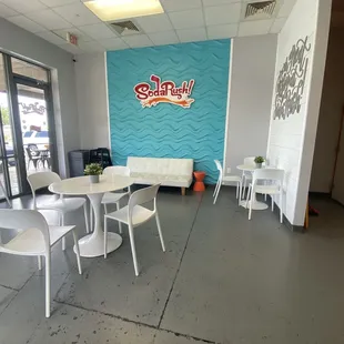 the inside of a soda shop