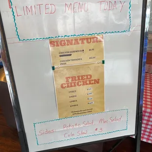 a menu for a restaurant