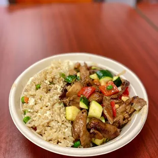 Build your Own bowl - Veggie Fried Rice and Kung Pao chicken