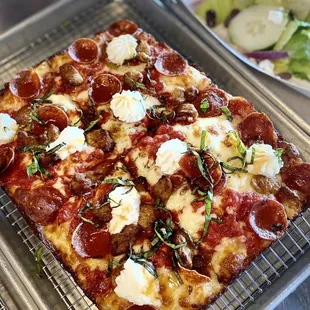 Detroit Rob City - our favorite out of the 3 pizzas we shared