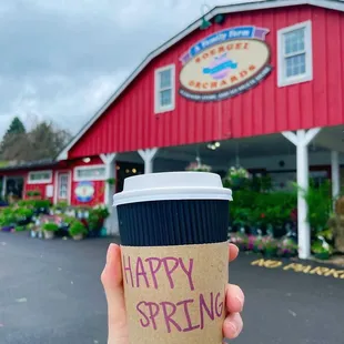 a hand holding a cup of coffee