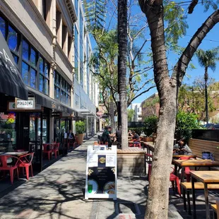 Outdoor seating in front