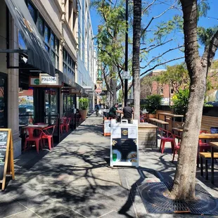 Outdoor seating in the front