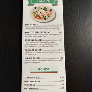 Soups and Salads Menu