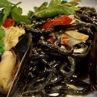 Packed with an ocean spray, the squid ink bucatini with mussels set the tone for by pasta.