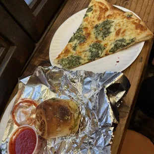 Spinach Dip SLICE and garlic knot