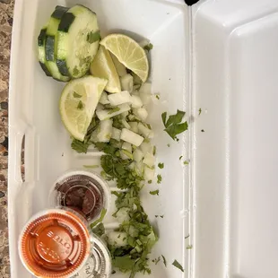 Barely any cilantro and onions given for garnish.