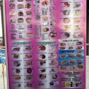Drive thru menu as of 11/2022