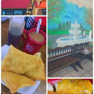 Sopaipillas &amp; asada burrito with green sauce