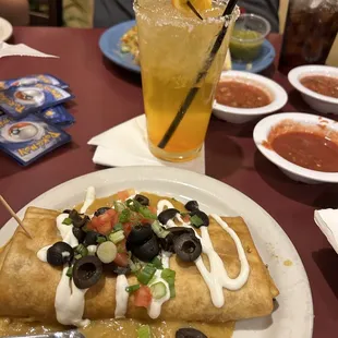 Green Chili Chimichanga and a Margarita