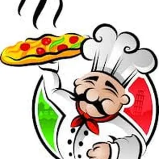 a chef holding a pizza