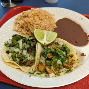 Taco platter, chicken and steak.