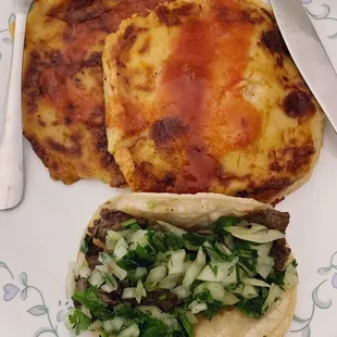 Pupusas, revueltas, carne asada tacos