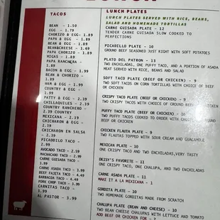 menu