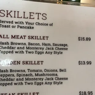"All Meat Skillet" - first ingredient: hash browns