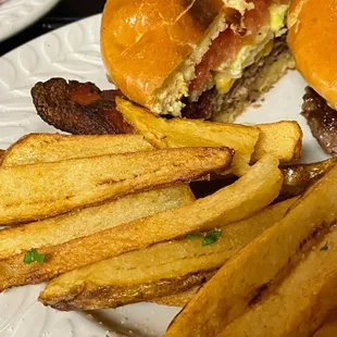 Burger with fresh cut fries