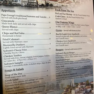 Front of menu