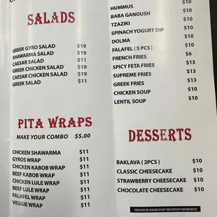 menu