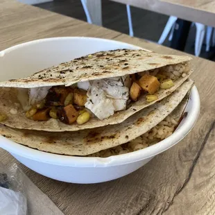 DESIGN YOUR OWN QUESADILLA.  Cheese was not an included add on topping. $1.59 for cheese.