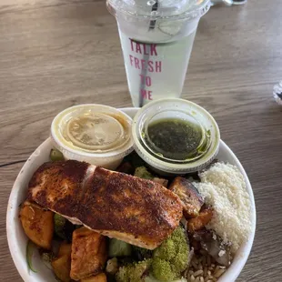 DESIGN YOUR OWN WARM BOWL with salmon added