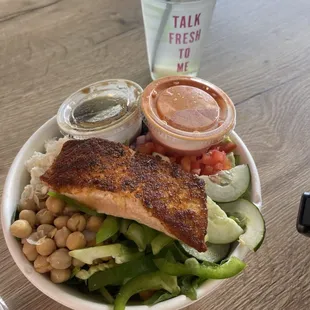 MEDITERRANEAN SALAD with salmon added