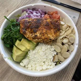 Build your own salad with salmon added