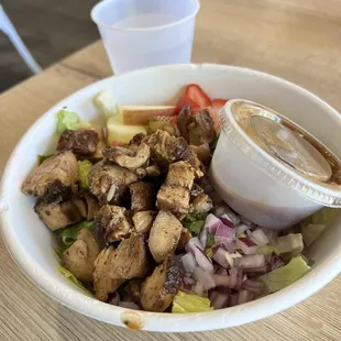 Create your own salad with chicken and balsamic vinegar.